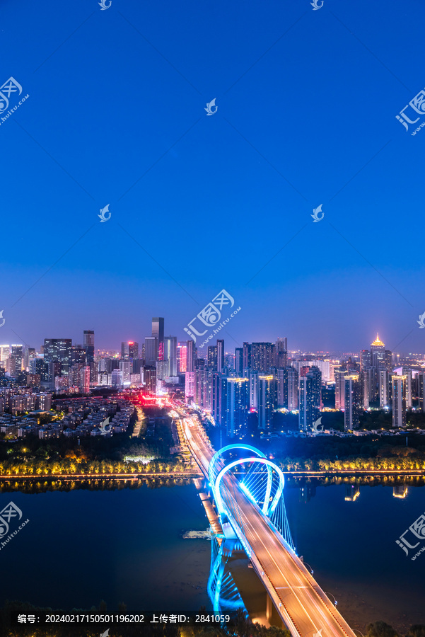 航拍中国辽宁沈阳浑河三好桥夜景