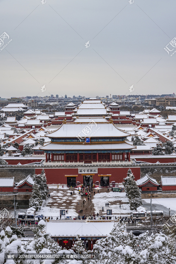 北京景山公园故宫雪景