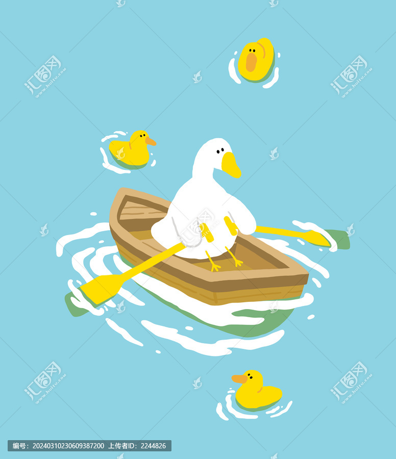 划船鸭子手机壳插画