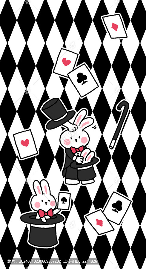 魔术兔子手机壳插画