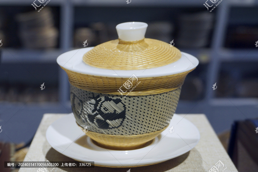 成都工艺艺术品竹丝瓷胎盖碗茶