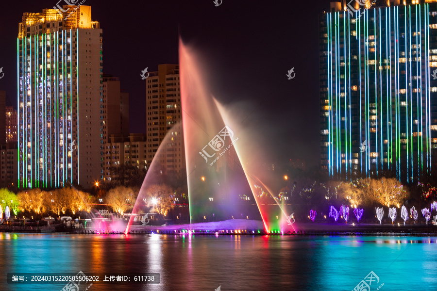 北国江城吉林市喷泉夜景