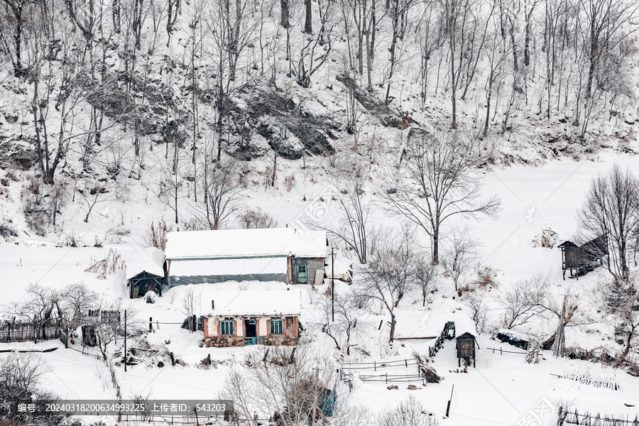 吉林松岭雪村冬季东北农村雪景