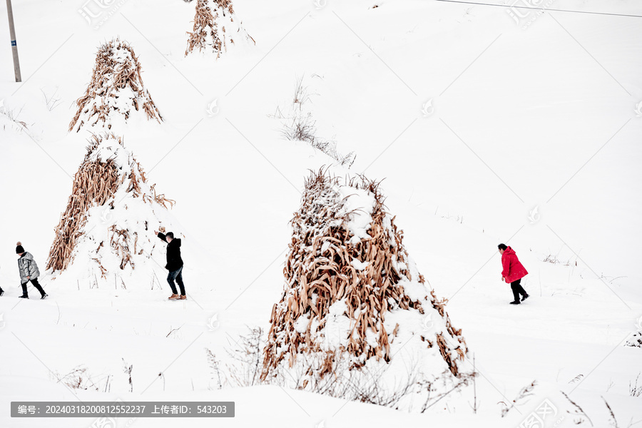 吉林松岭雪村冬季东北农村雪景