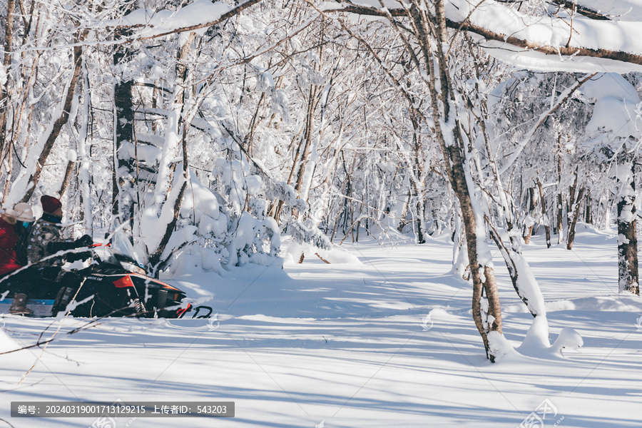 冬季天雪景东北旅游雪地摩托滑雪