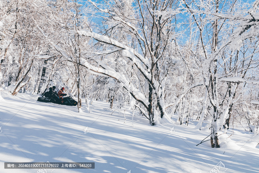 冬季天雪景东北旅游雪地摩托滑雪