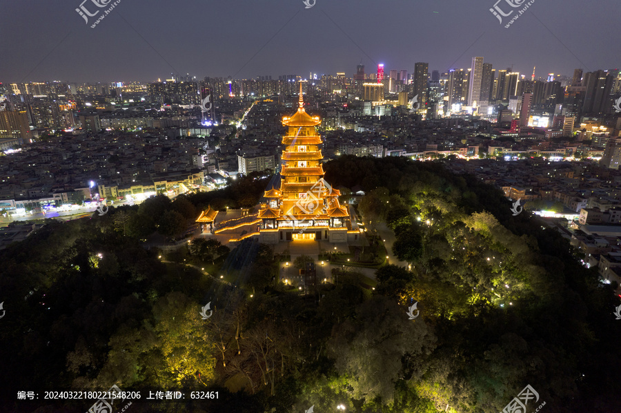 佛山南海魁星阁城市建筑风光夜景