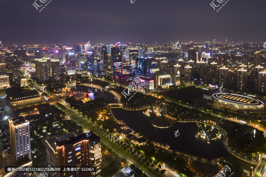 佛山南海千灯湖城市建筑风光夜景