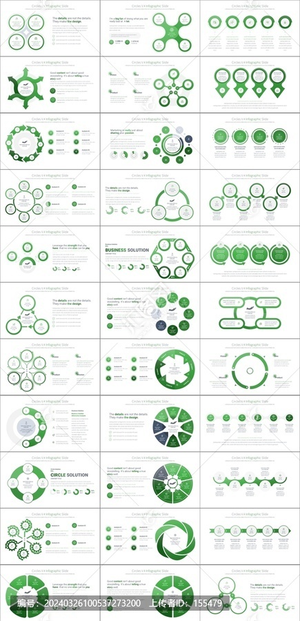 绿色圆圈信息图形图表PPT