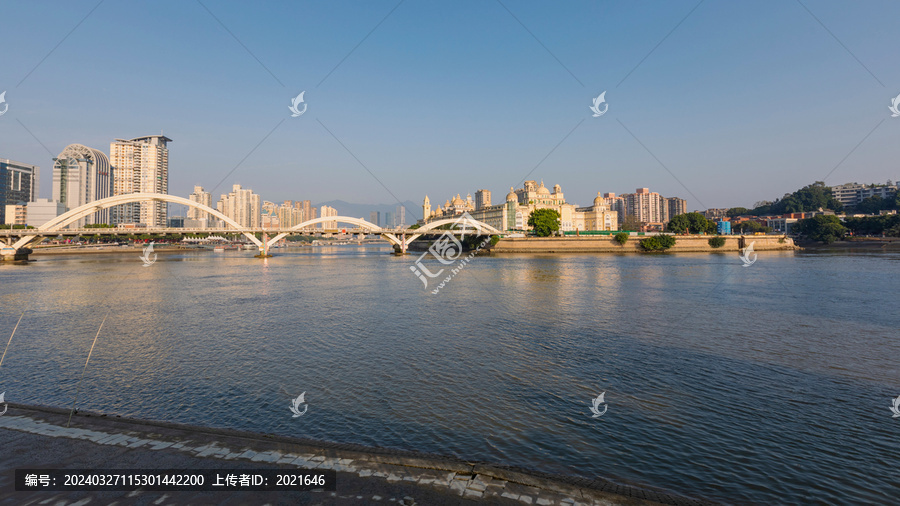 福州蓝天闽江解放大桥都市风景