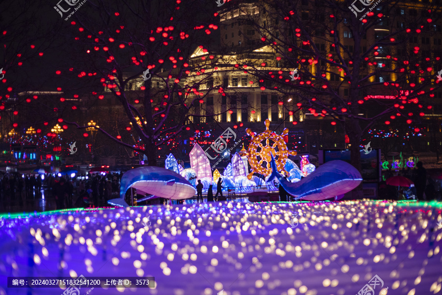 元宵节花灯城市广场夜景