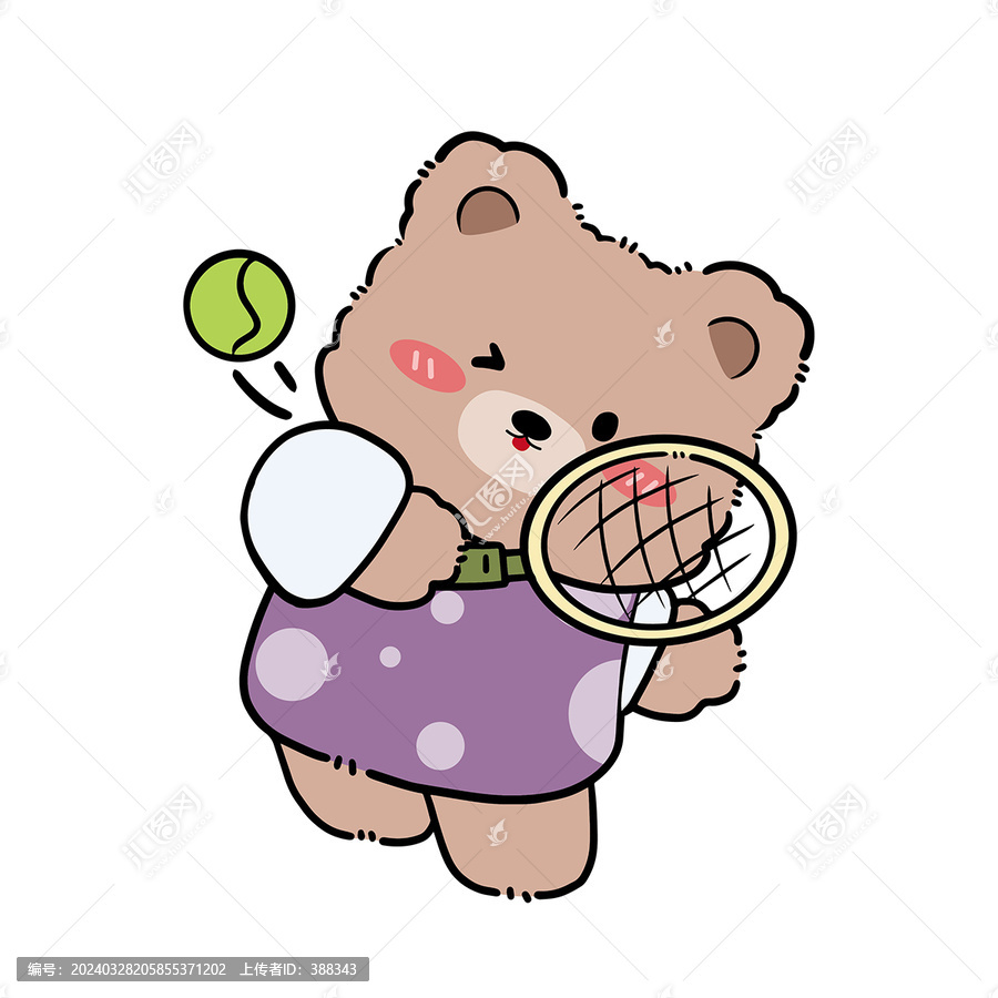 可爱卡通熊打网球