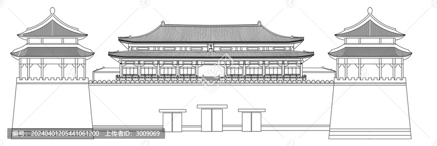 故宫午门线描