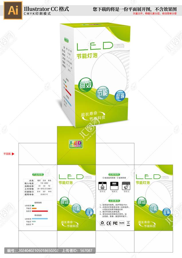 LED球泡灯包装彩盒设计图