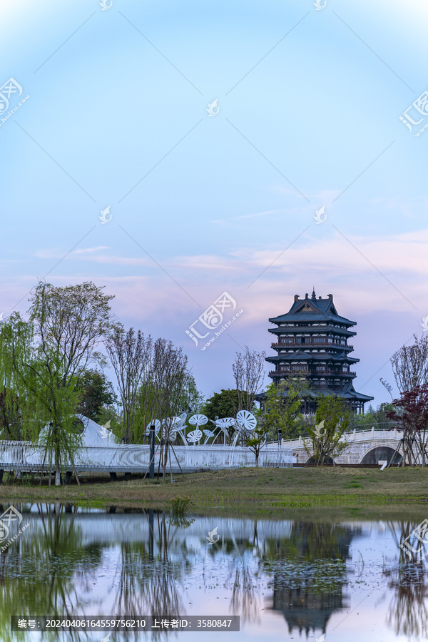 成都东安湖体育公园晚霞落日