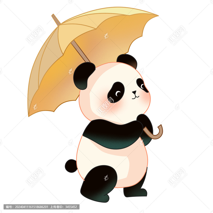撑着黄色雨伞的熊猫