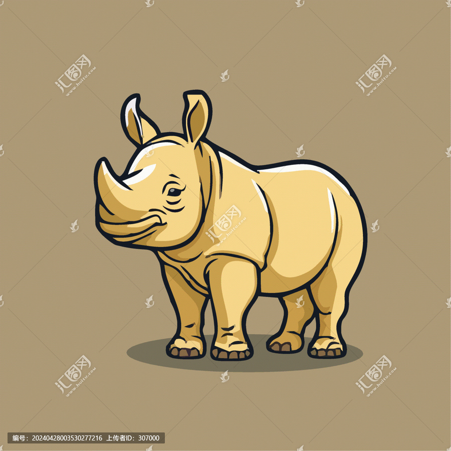 犀牛动物Q版卡通插画