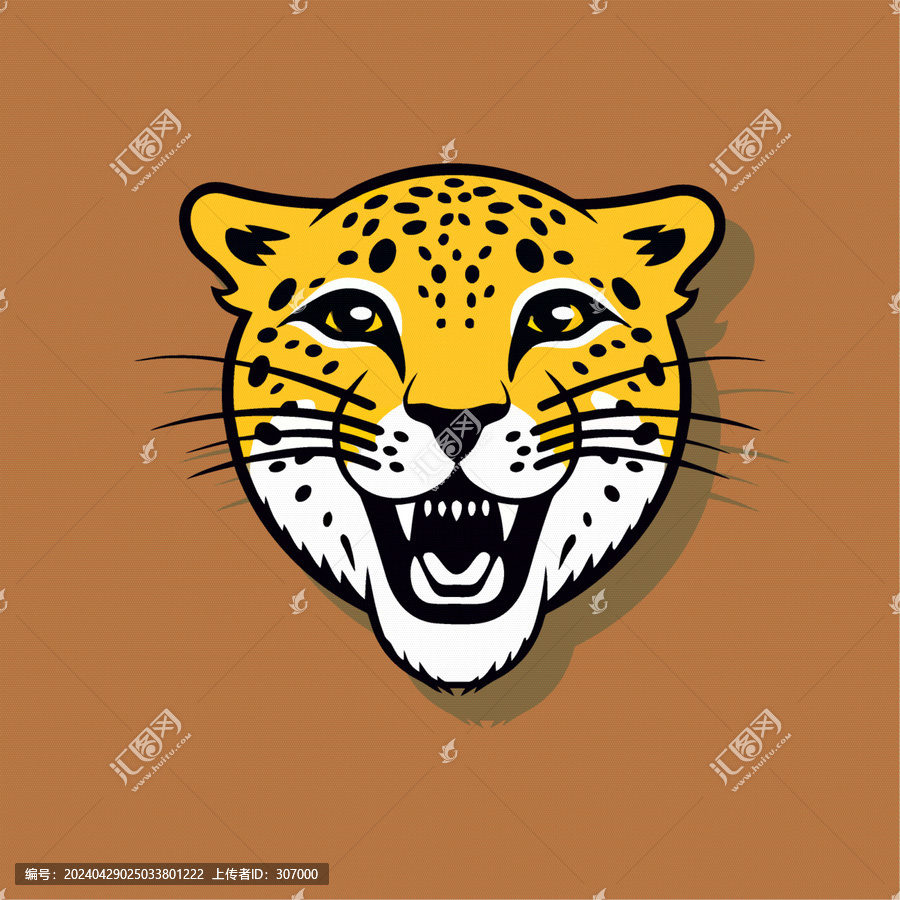 一只可爱的猎豹动物Q版卡通插画