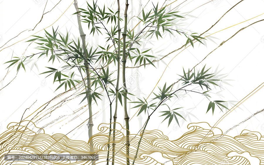 新中式水墨竹子背景