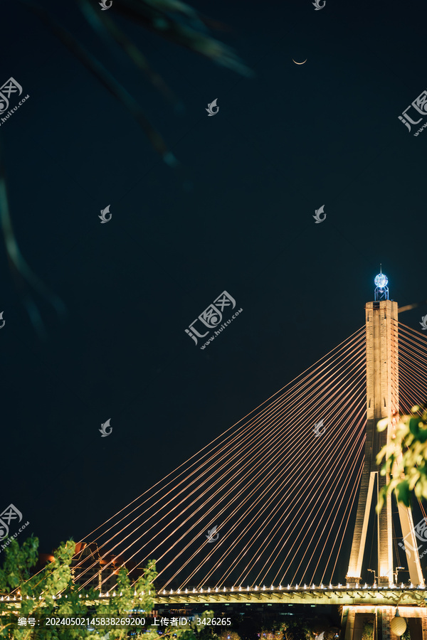 夜色中的景洪市澜沧江大桥