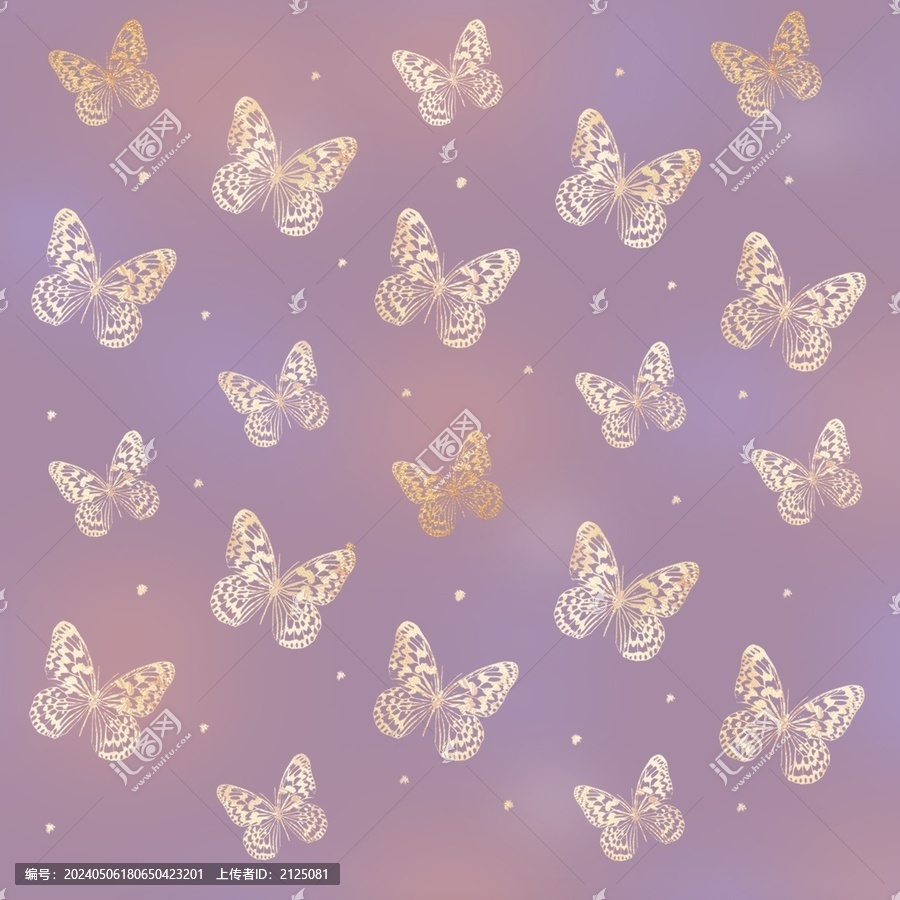 浪漫紫色蝴蝶家纺印花图案壁纸