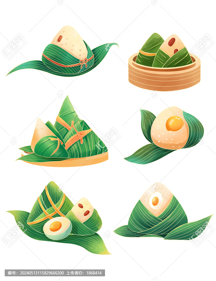 国潮端午节粽子插画