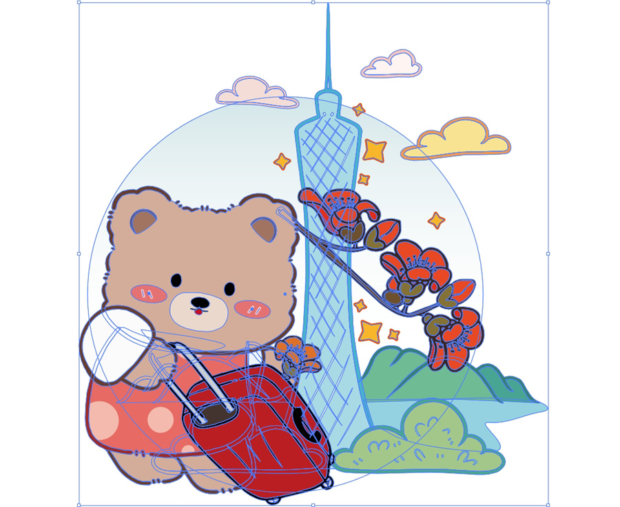 卡通熊广州塔旅游元素