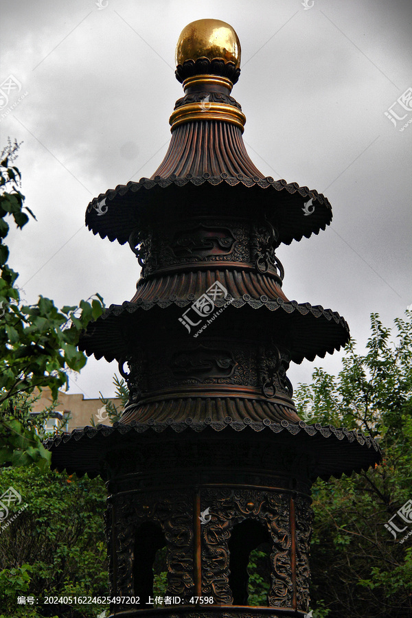 寺院铜香炉宗教建筑