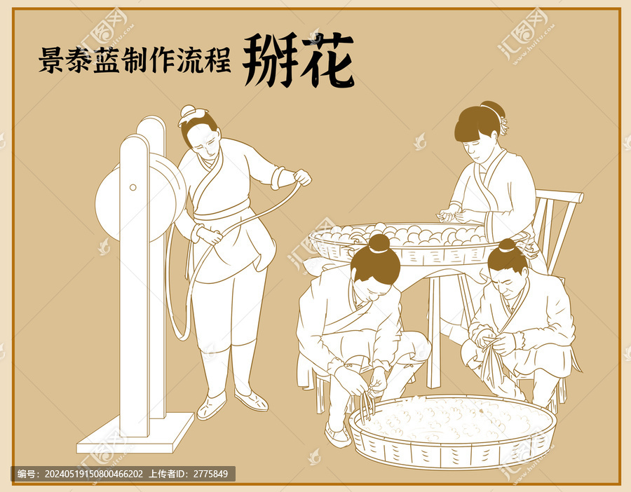 景泰蓝制作工序掰花描白
