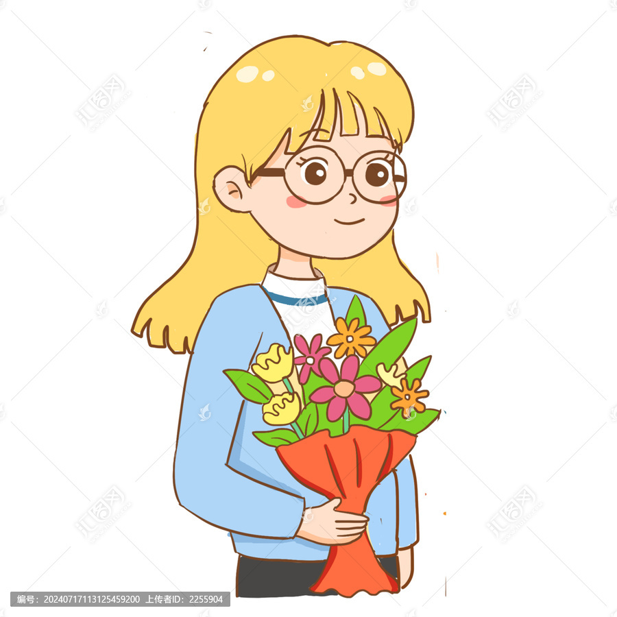 教师节送老师花朵手绘卡通元素