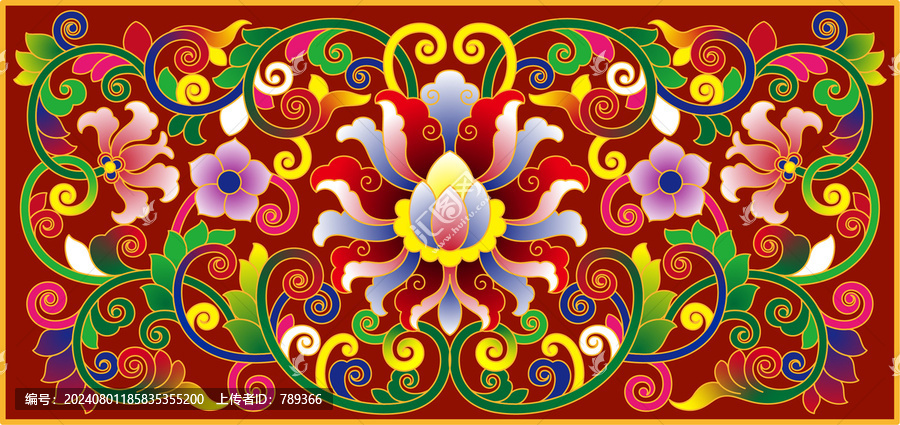 彩绘莲纹缠枝莲纹