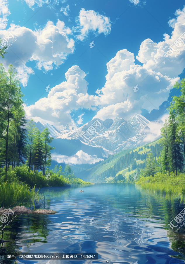 湖光山色的AI图片