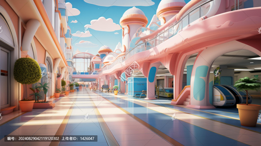 五彩缤纷的未来都市街道