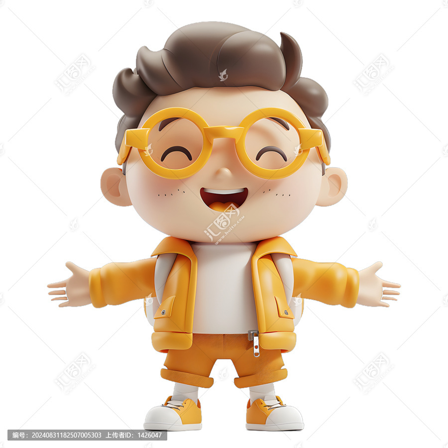[免抠素材]卡通男孩开学欢迎
