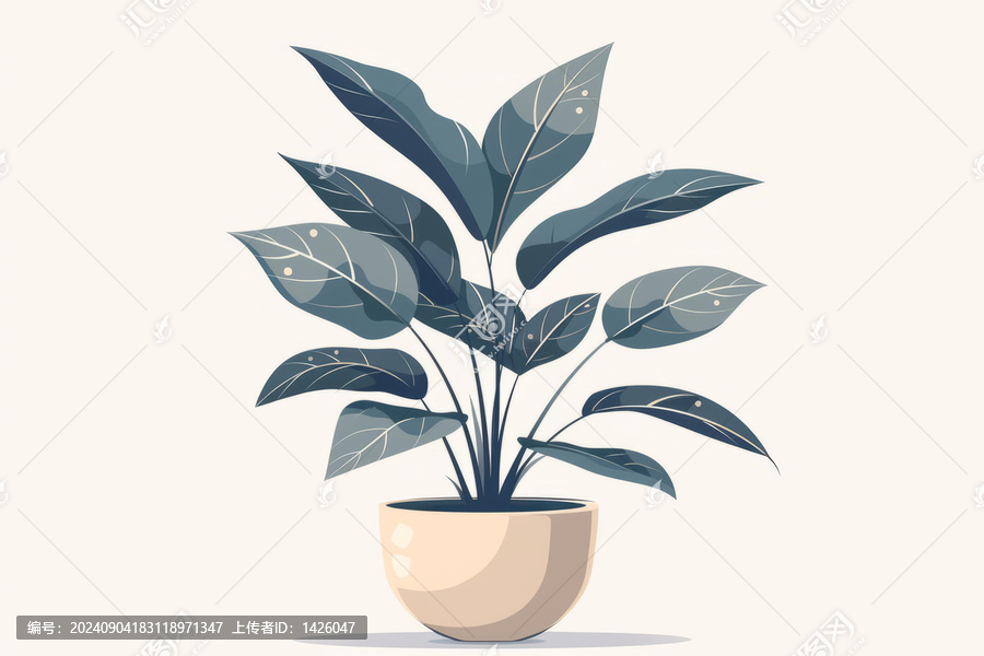 蓝色叶子的盆栽植物