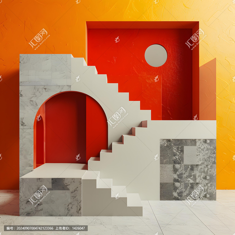 红色和橙色抽象建筑设计