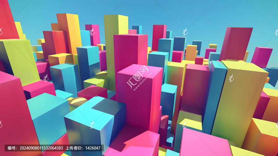 多彩3D几何图形抽象背景