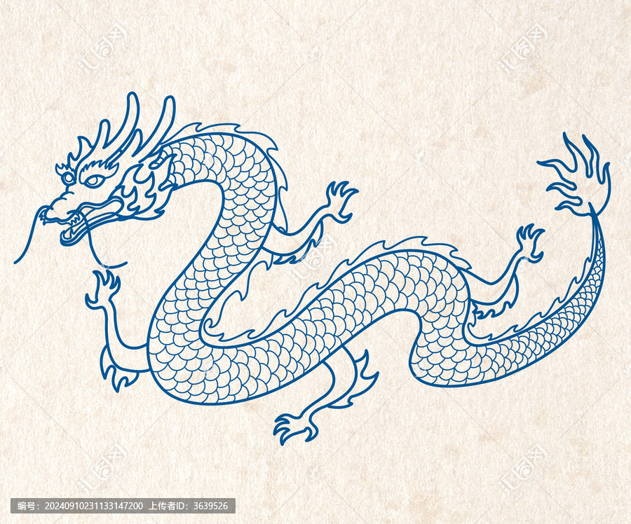 龙年生肖插画青色龙
