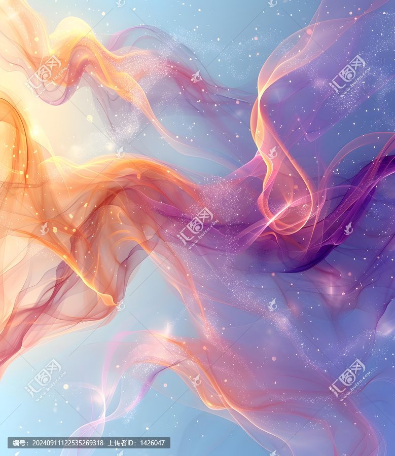 梦幻般的多彩丝带在空中飘舞