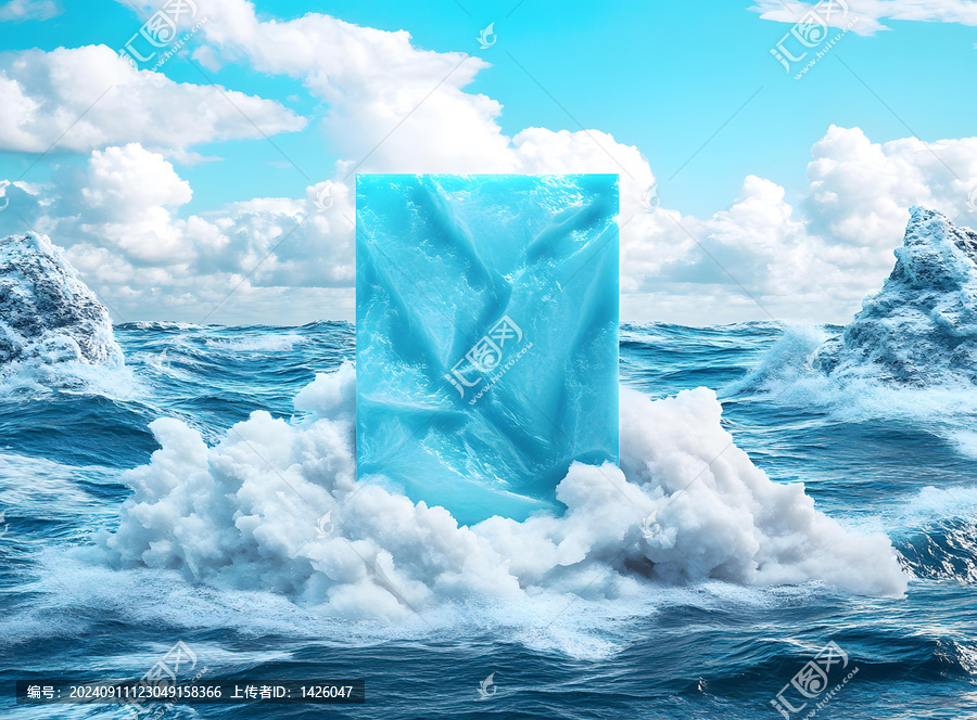 冰山海洋云彩天空背景