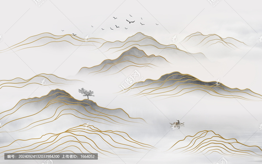 线条山水画