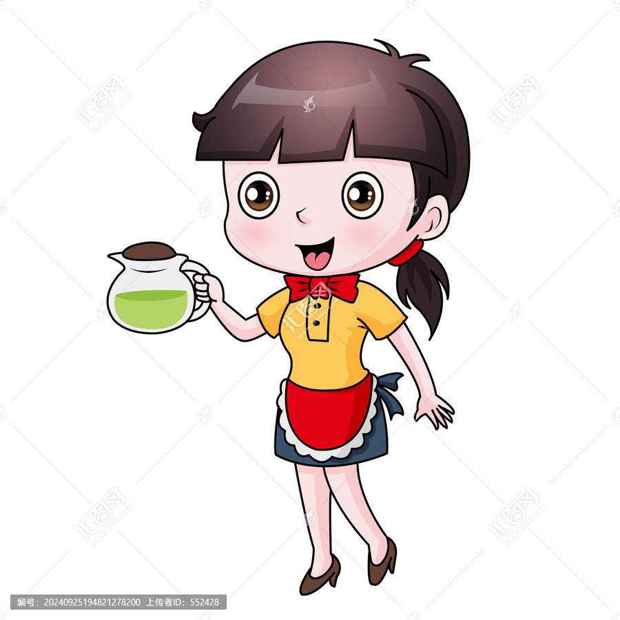 茶水服务员卡通