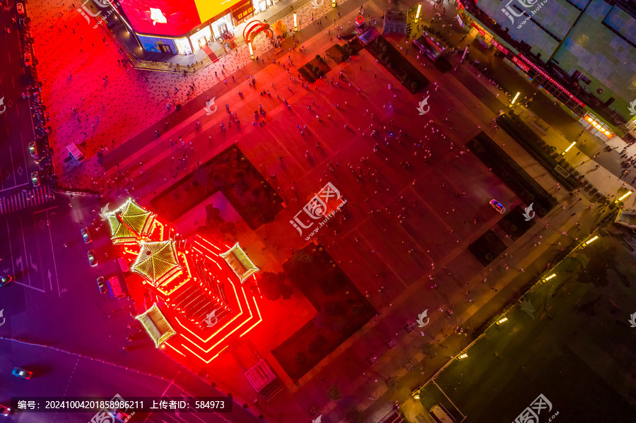 郑州二七广场郑州二七塔地标夜景