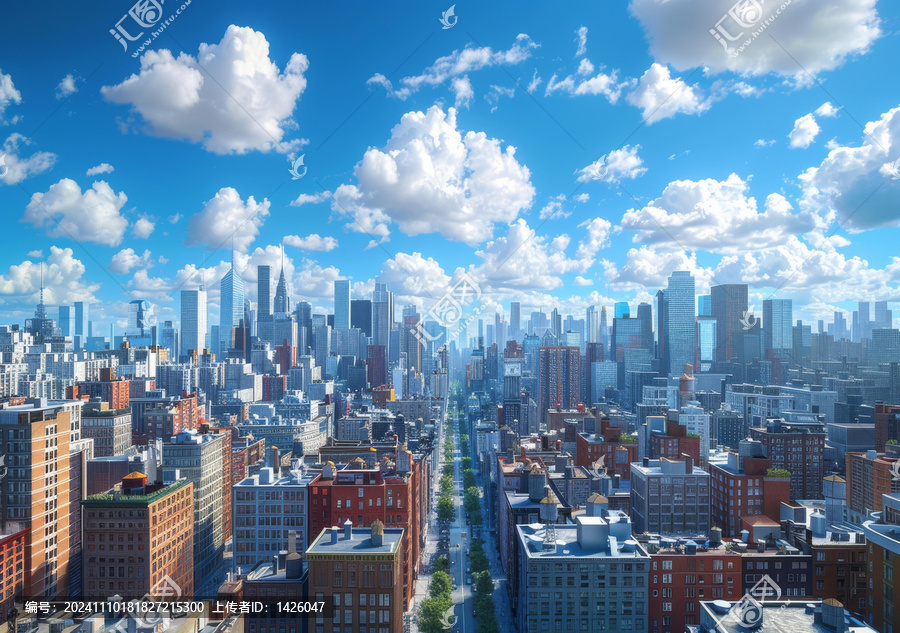 城市高楼景观全景俯瞰图