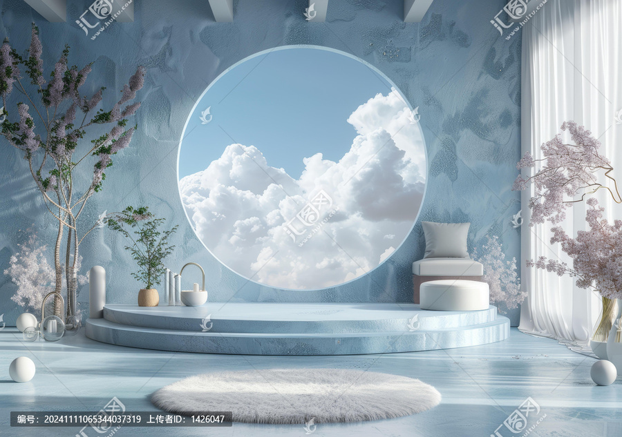 梦幻天空蓝色展示台