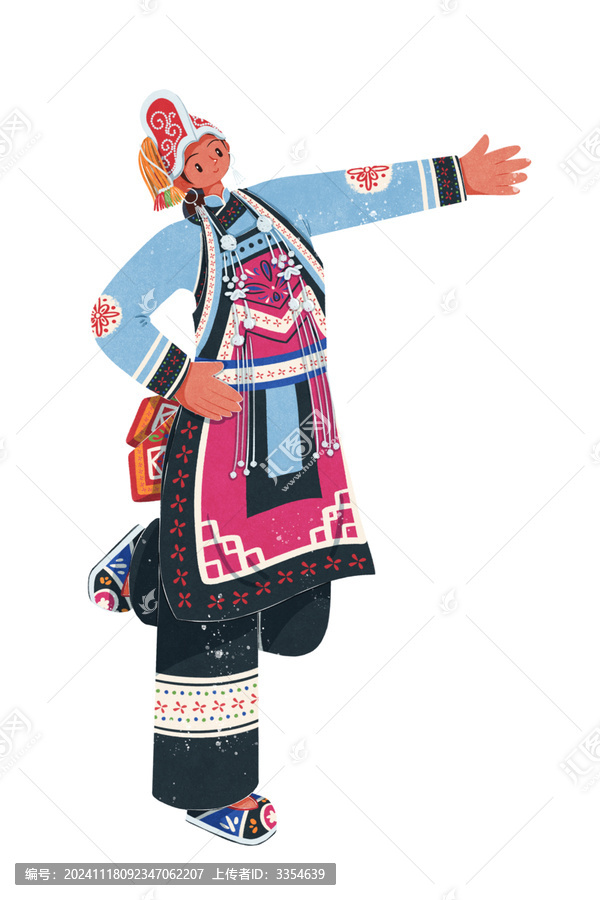 彝族红河型传统服饰女性