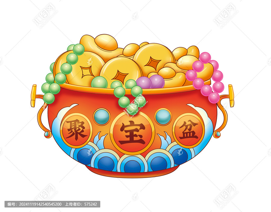 手绘聚宝盆