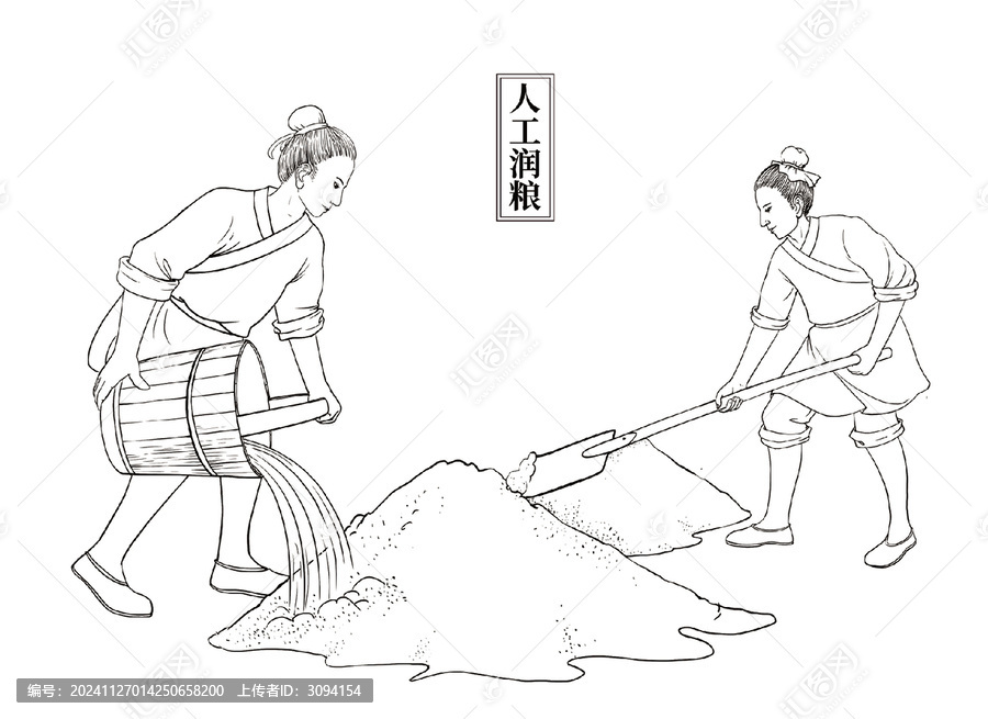 酿酒人工润粮