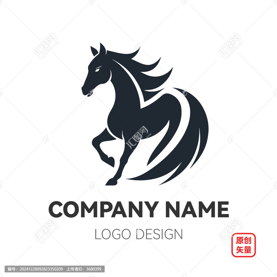 矢量插画动物骏马马匹logo标志