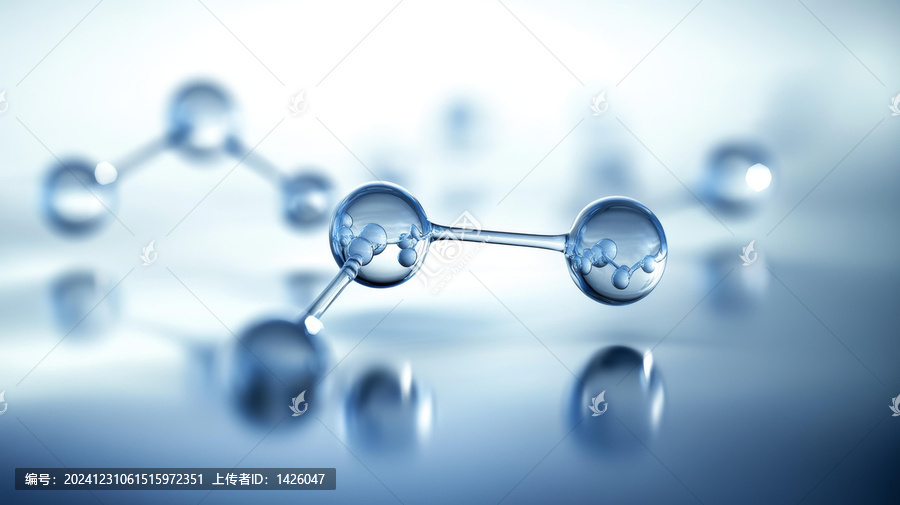 分子结构图光蓝色背景
